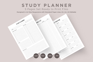 Study Planning Pages Set V-04, a Stationery Template by shahsoft