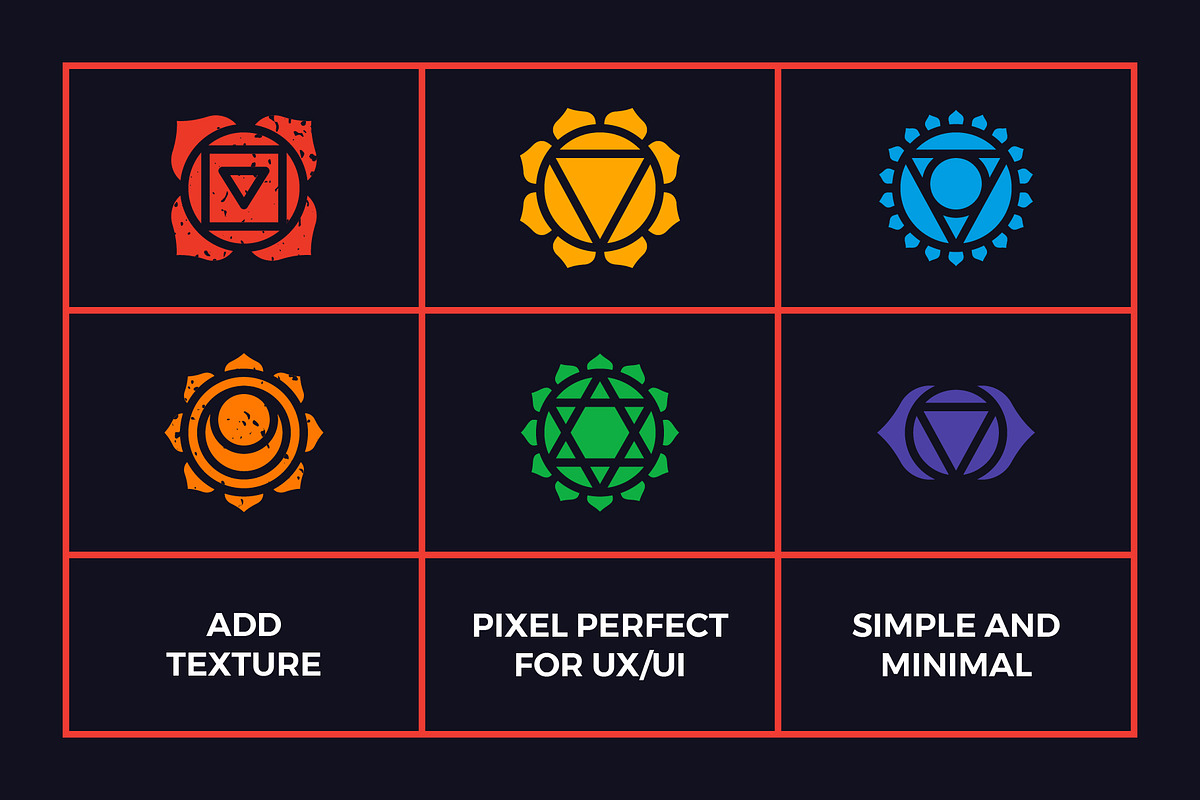 Chakra Symbols Vector Set, an Outline Icon by Abstracto-Create (Photo 3 of 9)