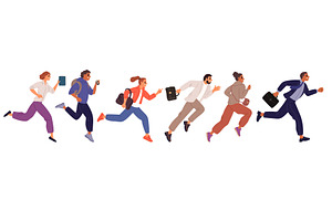 Hurried men and women late to office, a Person Illustration by Vectorbuum