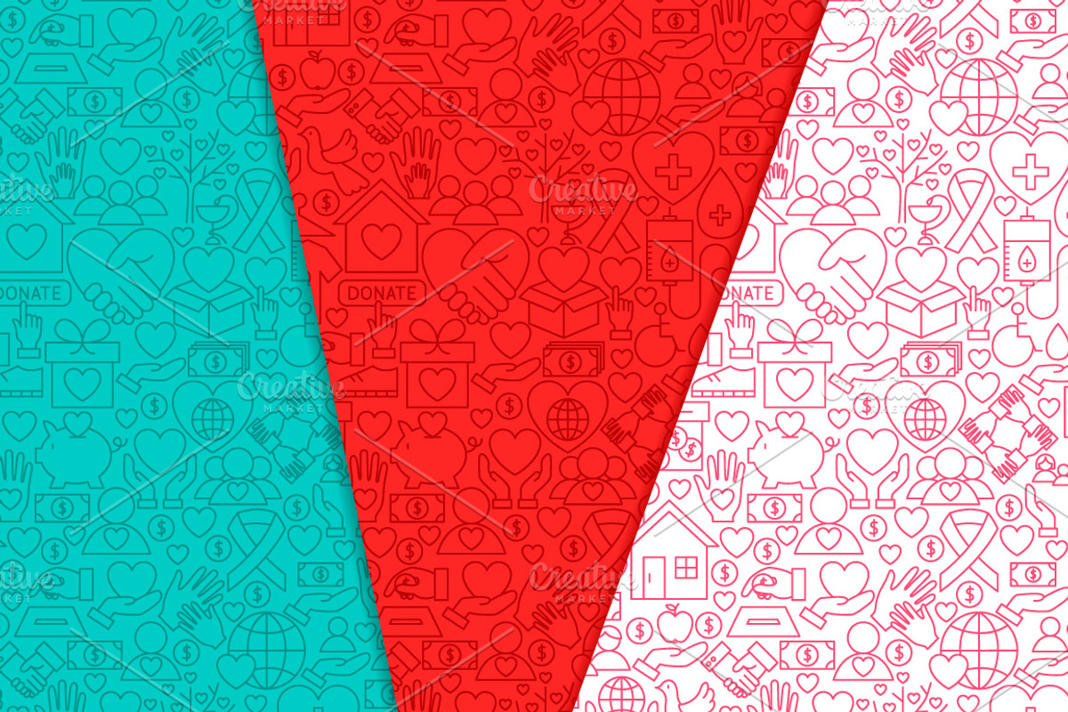 Charity Donation Line Seamless Pattern