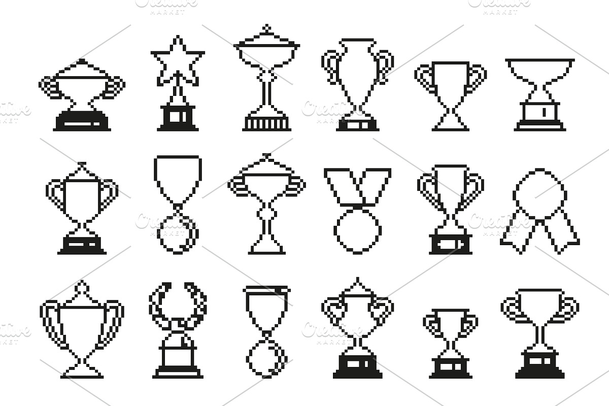 Medals and trophy black pixelated, an Object Graphic by LadadikArt (Photo 3 of 3)