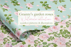 Pink Rose Pattern & Illustration