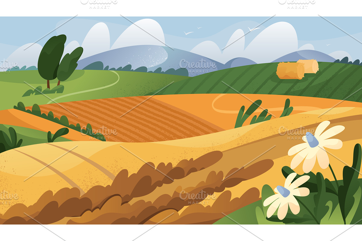 Autumn field or fall landscape, an Illustration by Elegant Solution
