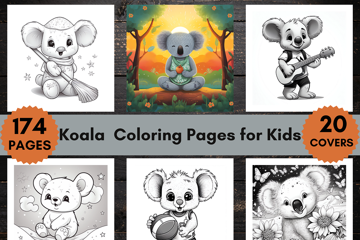 Koala Coloring Pages for Kids, a Brochure Template by LA Design (Photo 1 of 10)