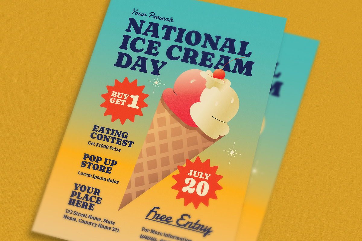 National Ice Cream Day Flyer, a Flyer Template by Guuver (Photo 2 of 3)