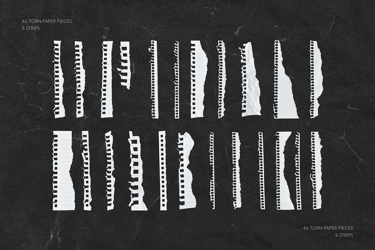46 Textured Torn Paper Pieces Strips, a Texture Graphic by Ksuview (Photo 4 of 8)