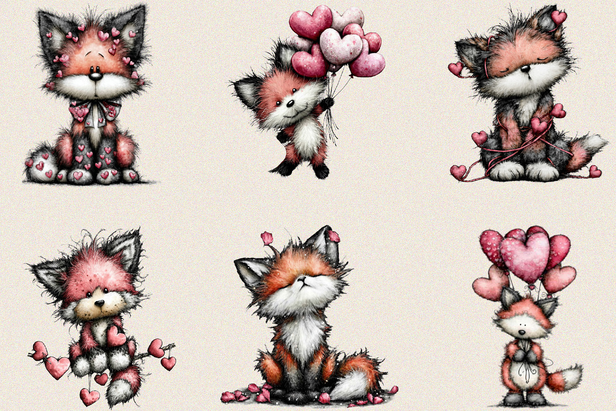 Valentine Valentine Fox Clipart Bund, an Illustration by SVGArt (Photo 2 of 8)