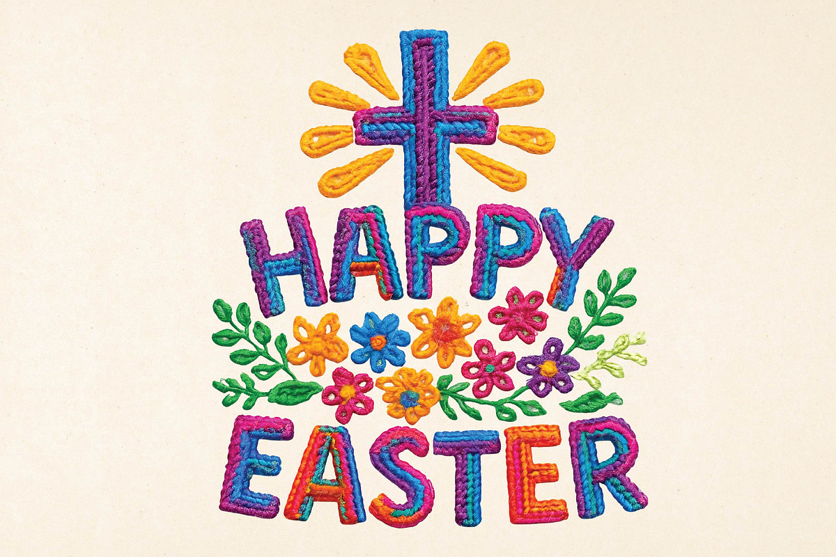 Happy Easter Embroidered Patch Png, an Illustration by DreamPrint404 (Photo 1 of 7)