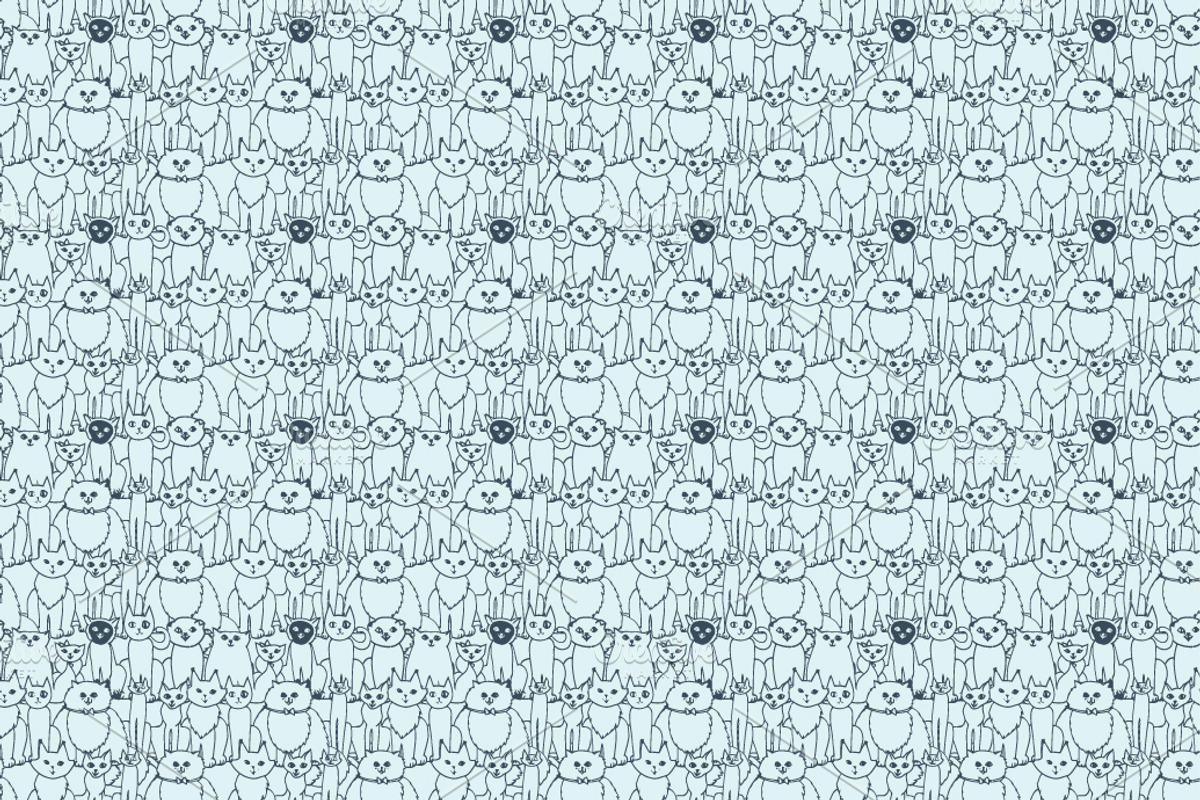 seamless pattern with cats preview 5