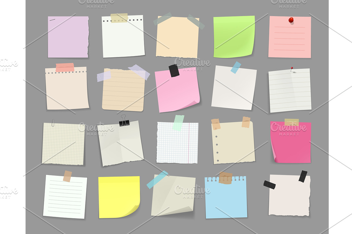 Memo note paper with adhesive tape, an Object Illustration by Vector Tradition