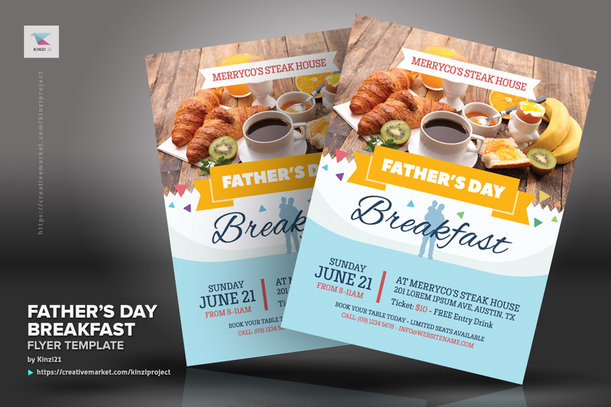 Father's Day Breakfast Flyer + Extra, a Flyer Template by kinzi21 (Photo 2 of 3)