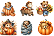 Cute Bear Character in Autumn Season, an Illustration by DreamArtGraphic (Thumbnail 4 of 4)