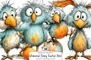 Whimsical Funny Easter Bird Clipart, an Illustration by OK Design (Thumbnail 1 of 6)