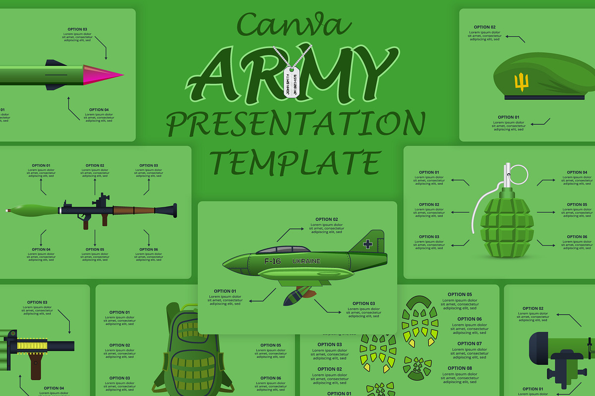 ARMY Canva Presentation Template, a Presentation Template by Infographics project (Photo 1 of 7)