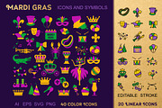 Mardi Gras Icons and Symbols, an Icon by KlavaProDesign (Thumbnail 1 of 3)