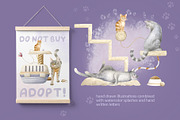 Cats Funny Toys Watercolor Clip art, an Animal Illustration by Elena Malgina Clipart (Thumbnail 9 of 19)