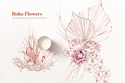Boho Flowers Watercolour Collection, a Texture Illustration by Aquarellina (Thumbnail 9 of 15)