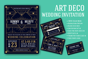 Art Deco Wedding Invitation Template