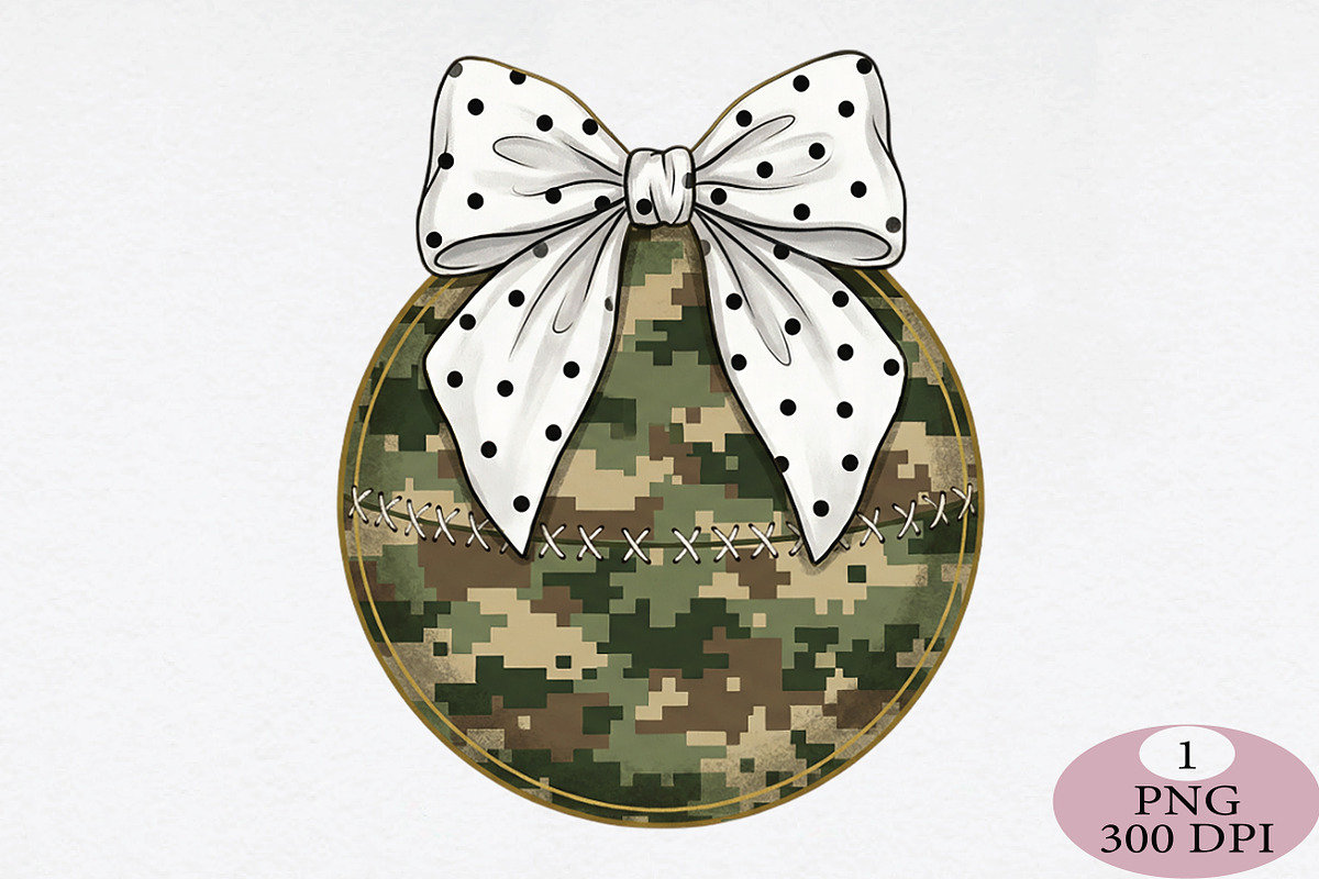 Camouflage Baseball Coquette Png, an Illustration by Daily.Designs (Photo 1 of 5)