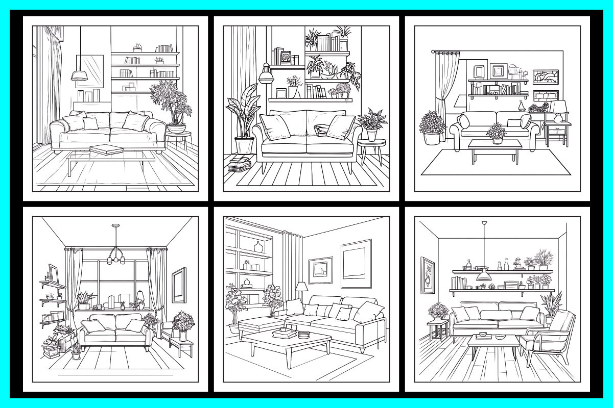 Home Interior Coloring Book, a Decorative Illustration by protabsorkar11 (Photo 4 of 7)