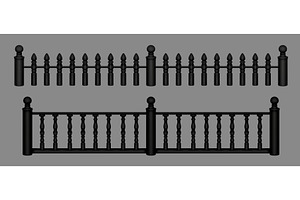 Black decorative fence or gate set, an Object Illustration by art PVP - market