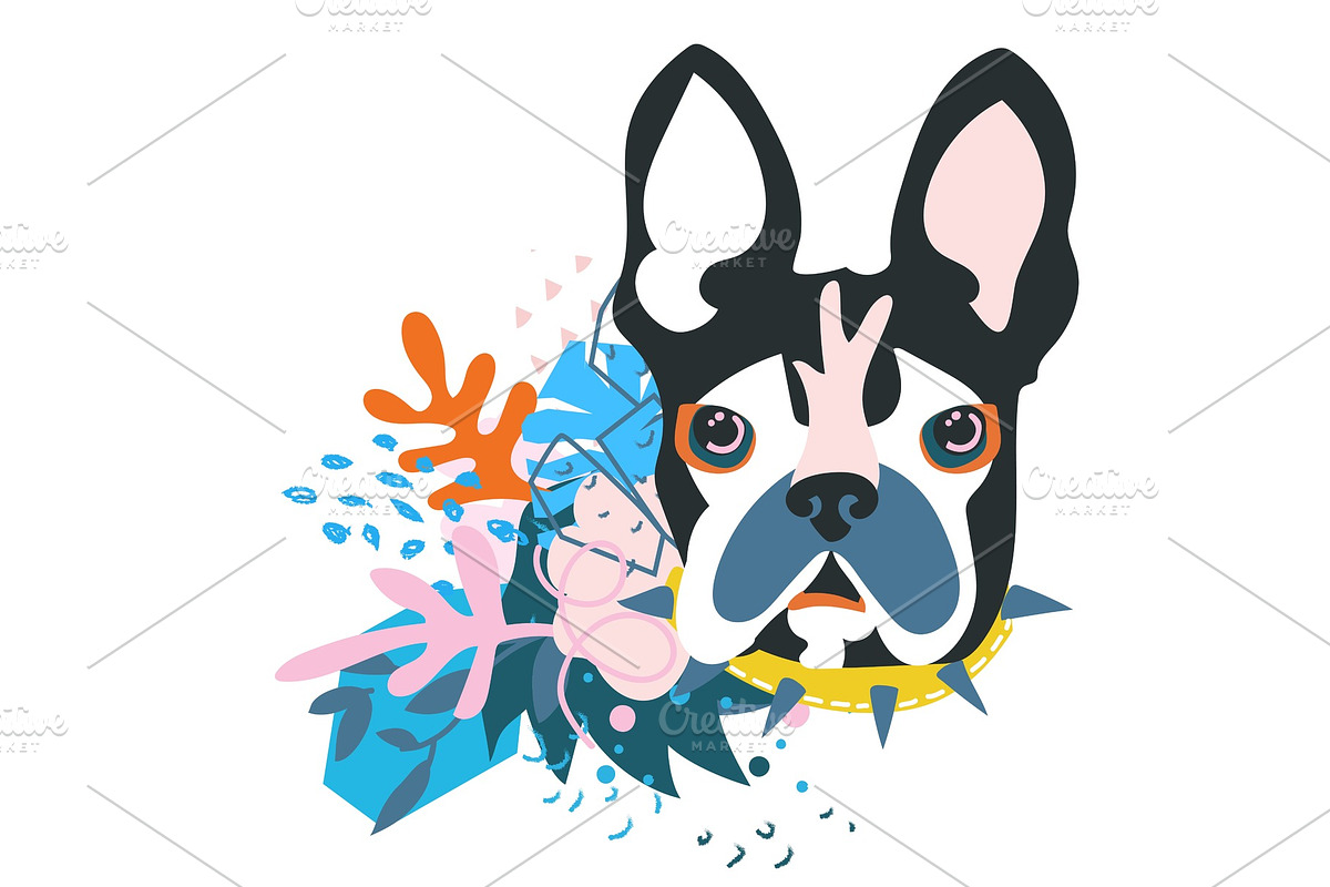 Abstract papercut collage dog head, an Animal Illustration by RAINBOWIRMA