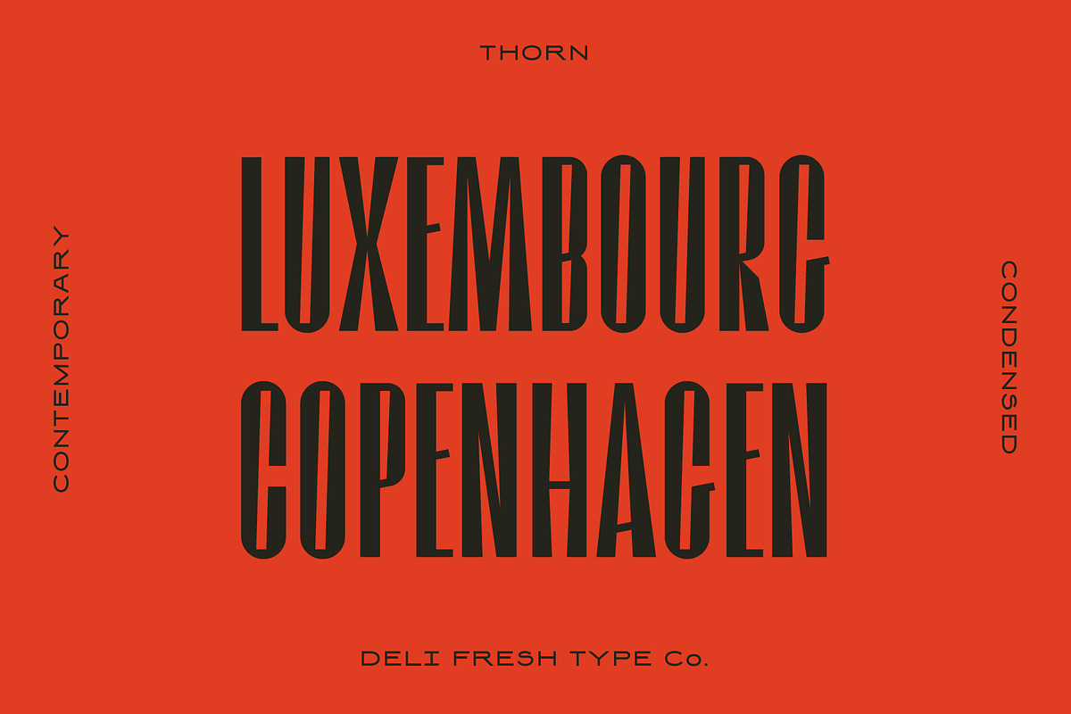 Thorn: A Contemporary Condensed Font, a Sans Serif Font by DeliFreshTypeCo. (Photo 3 of 4)
