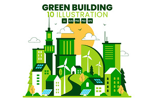 10 Green Building Illustration, an Object Illustration by denayunebgt