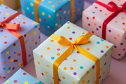 86 Gift boxes with ribbons and bows, a Holiday Photo by Handmadefont (Thumbnail 64 of 90)
