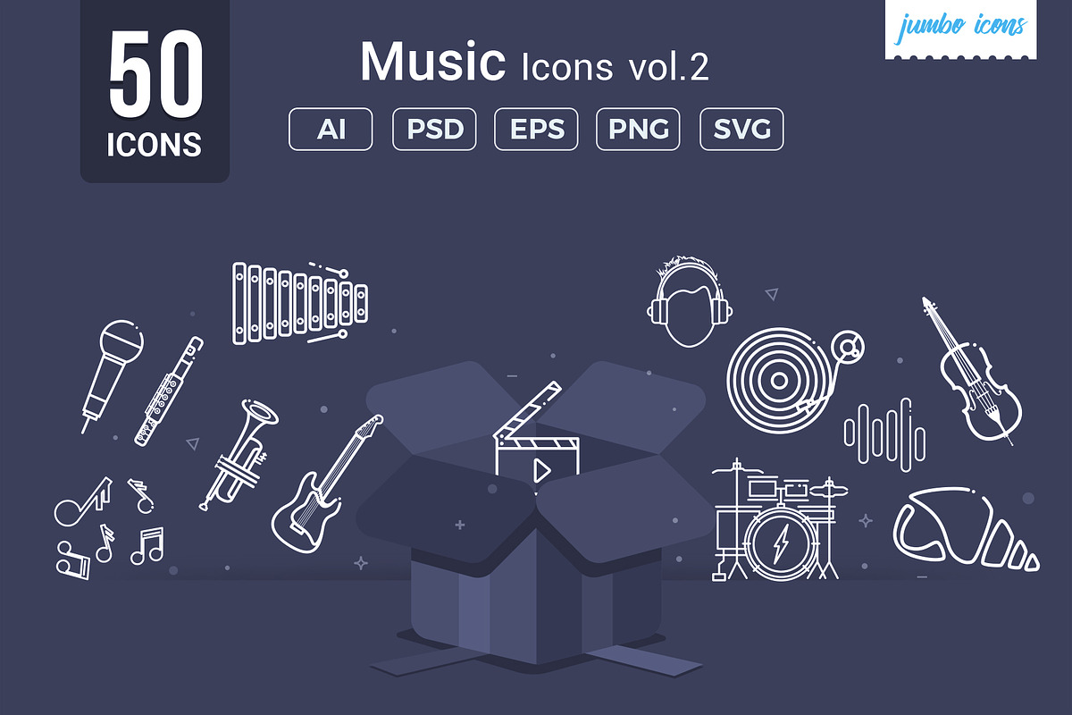 Music Line Icons V2, an Outline Icon by Jumbo Icons (Photo 1 of 5)
