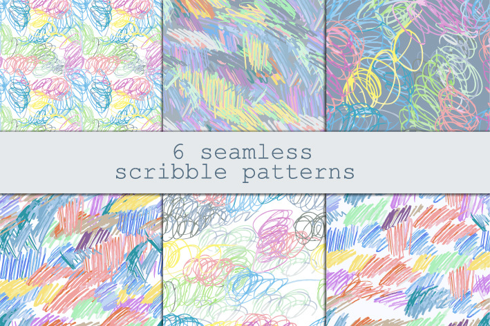 Set of 6 scribble seamless patterns, a Pattern Graphic by Alena Stoyko ...