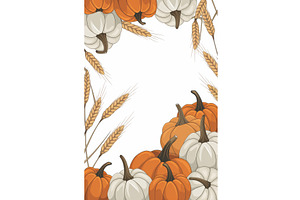 Autumn Harvest Frame With Pumpkins