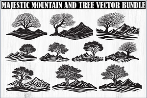 Majestic Mountain and Tree Vector, an Object Graphic by jahid234