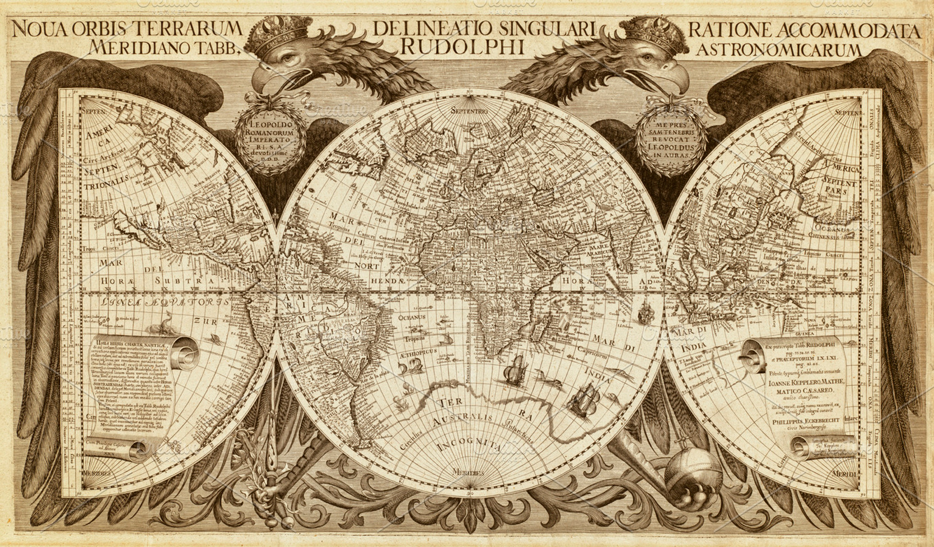 Old map of the world featuring 1630, africa, and aged, an Arts & Entertainment Photo by Lopatin Photo