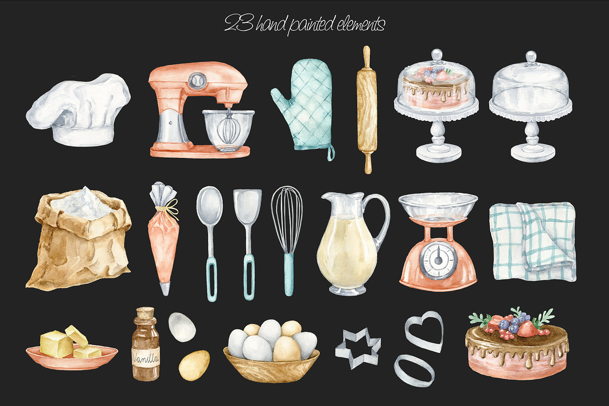 Watercolor Baking Clipart, an Illustration by AquarelleSpace (Photo 3 of 5)