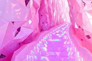 Pink Crystal Cave Staircase Graphic