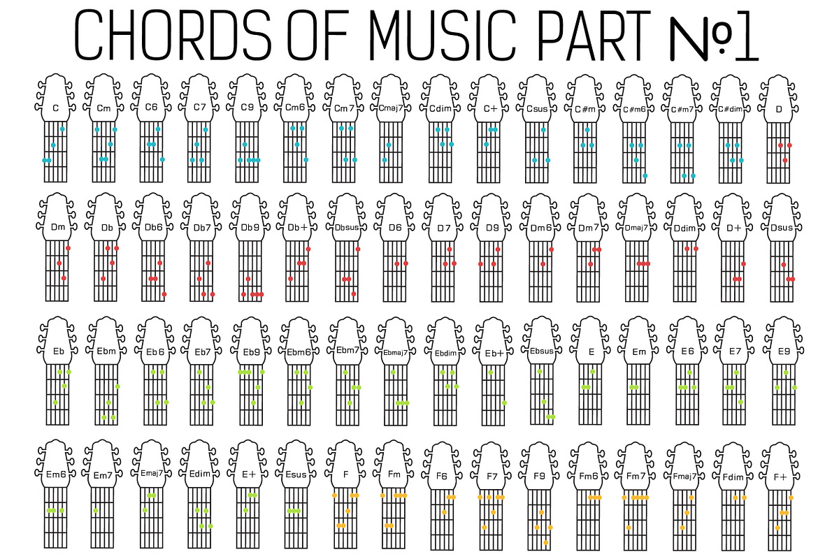 Classic guitar music chords vector, an Education Illustration by LineTale (Photo 3 of 4)