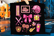 Floral Softball Bow Png, Game Day, an Illustration by CreationArt (Thumbnail 9 of 9)