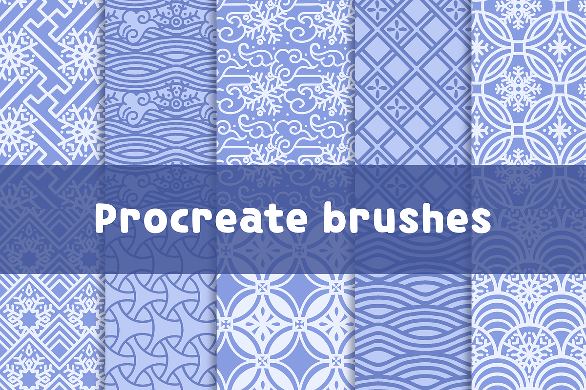 20 Japanese pattern winter brushes, a Brush Add-On by ProcreateiBox
