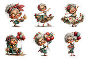 Whimsical old lady birthday clipart, an Illustration by SinaCreation (Thumbnail 4 of 11)