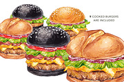 Unique Burger. Watercolor, a Food Illustration by Olga Olmix (Thumbnail 5 of 6)
