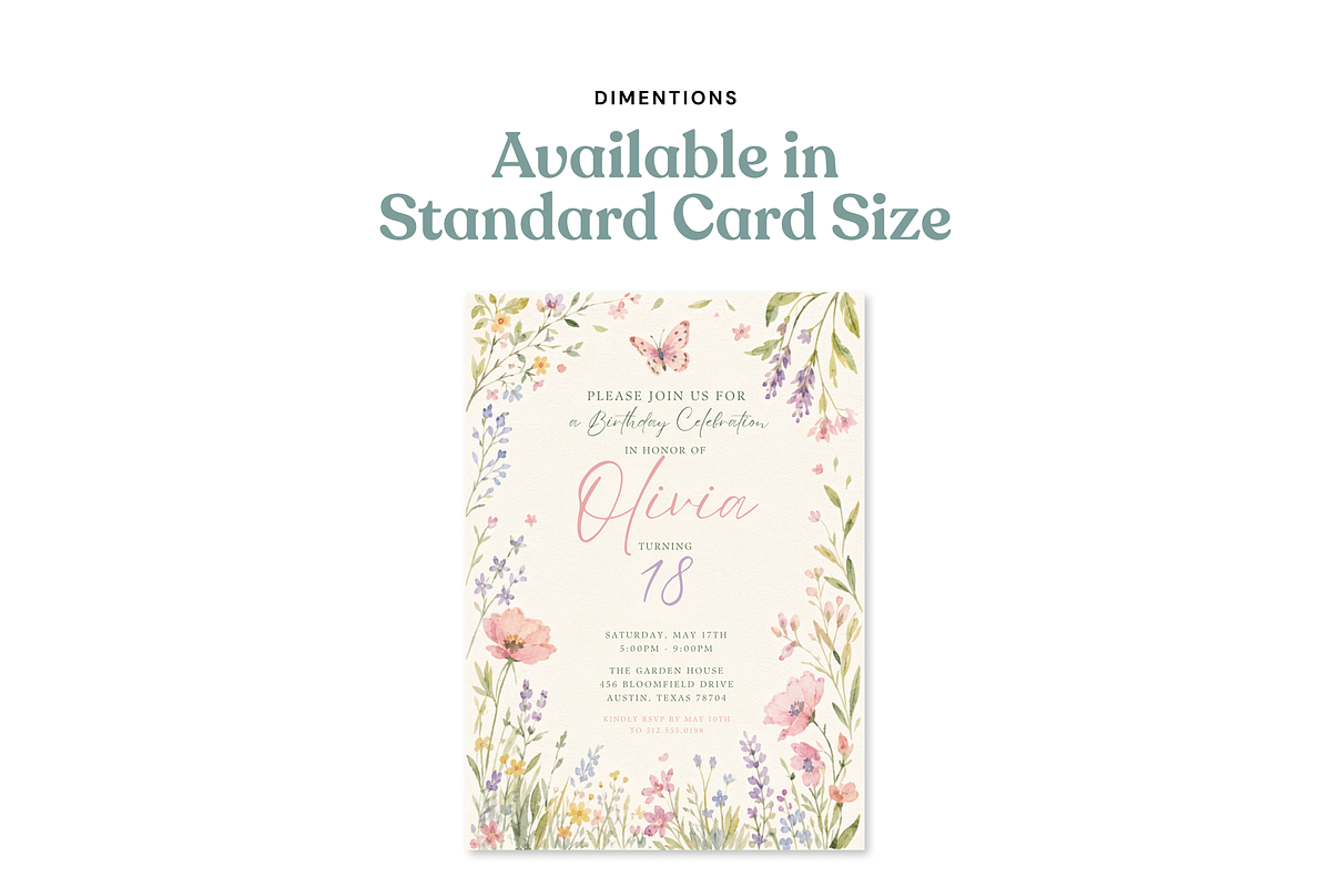 Wildflower Floral Birthday Invite, an Invitation Template by heynomi (Photo 16 of 19)