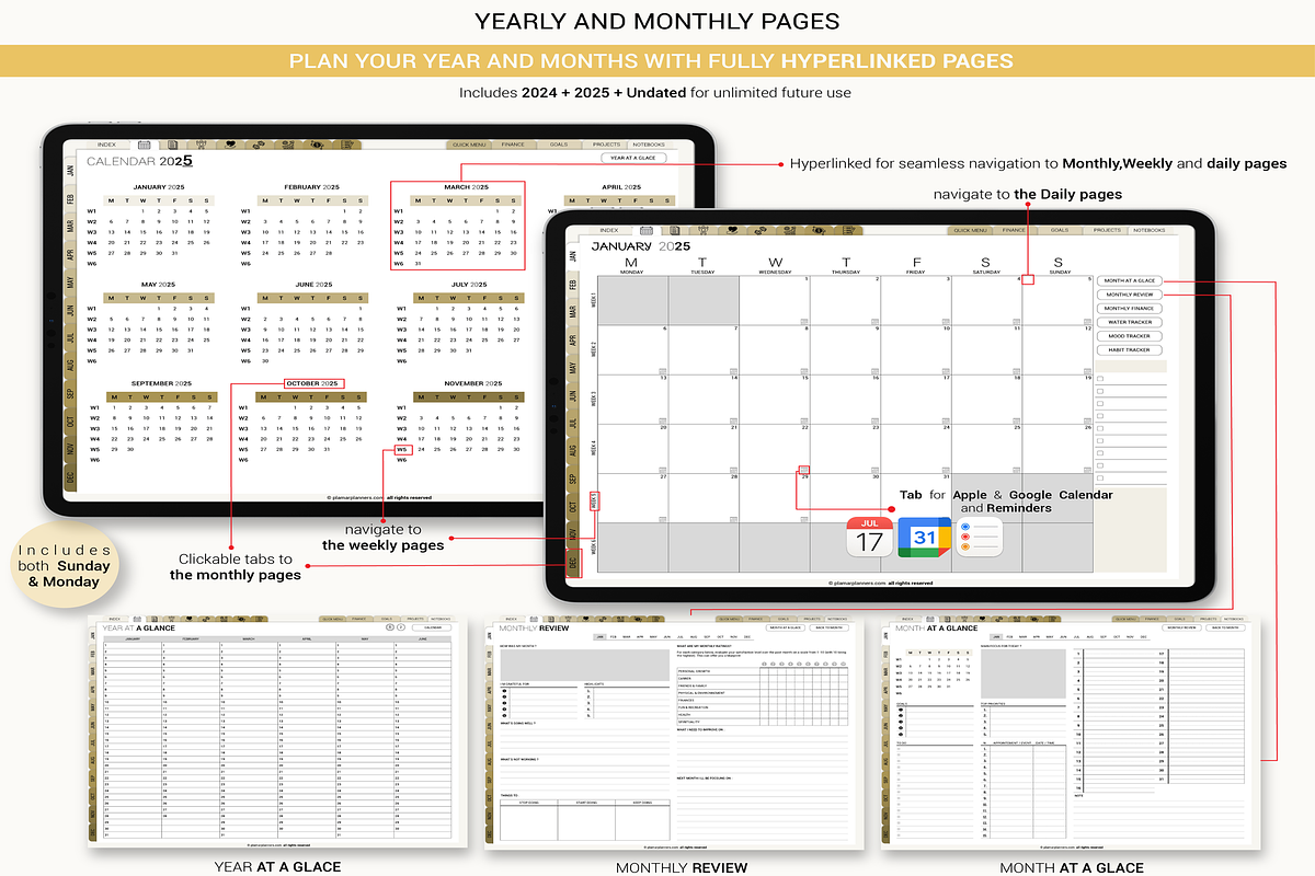 All-in-One Digital Planner- Beige, a Templates & Theme by Plamarplanners (Photo 2 of 10)