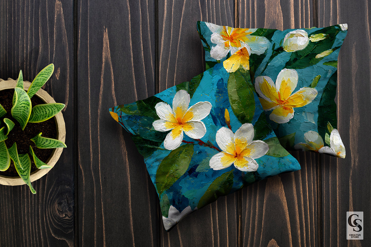 Impasto Painted Plumeria Pattern, a Pattern Graphic by Creative Store (Photo 3 of 5)