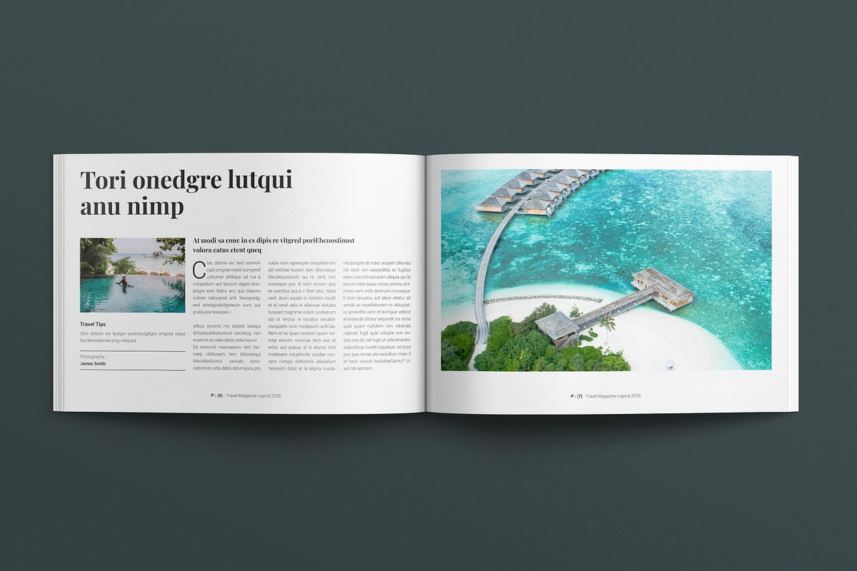 Travel Magazine Layout Landscape, a Magazine Template by E-Type