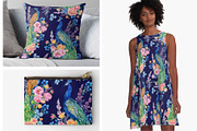 flowers and birds watercolor pattern, a Pattern Graphic by MitrushovaArt (Thumbnail 7 of 7)