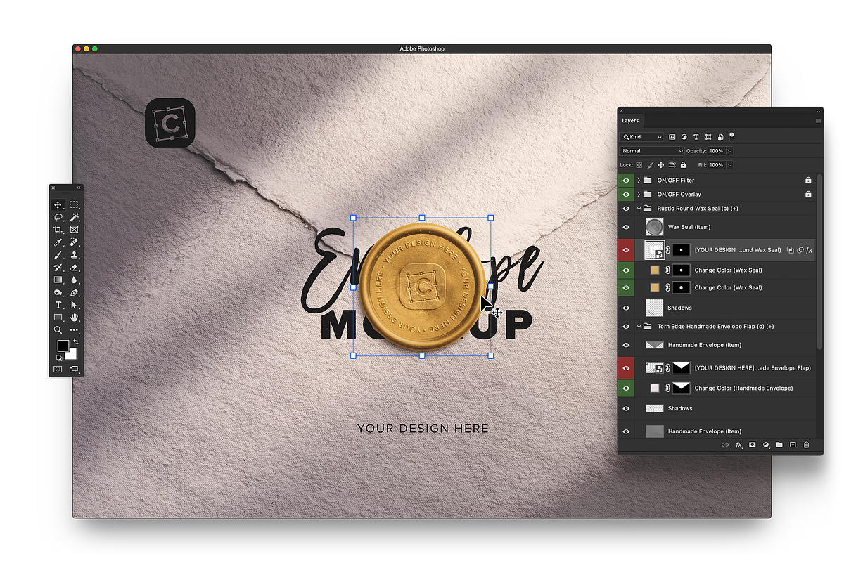 Handmade Envelope Close-Up with Wax, a Product Mockup by Custom Scene (Photo 7 of 10)