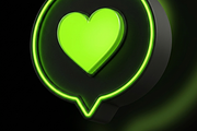 3D Neon Green Heart Chat Bubble Icon, an Arts & Entertainment Photo by microtasker (Thumbnail 2 of 2)