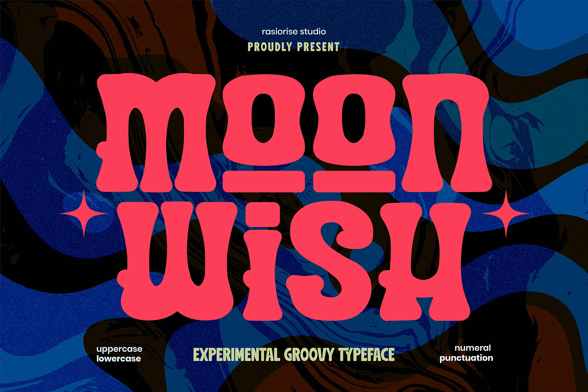 Moonwish a Bold Groovy Font, a Sans Serif Font by Rasiorise Studio (Photo 1 of 12)