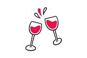 Hand Drawn Wine Bottles and Glasses, an Object Graphic by Elena Pimukova (Thumbnail 3 of 10)